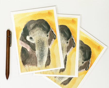 Card - 5" x 7" folded with envelope - Baby Elephant