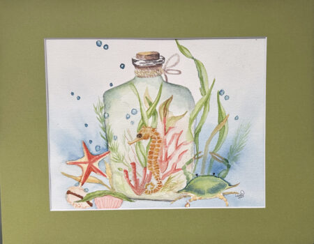 Watercolor original - 8" x 12" matted to 11" x 14" - "Bottle of Memories"