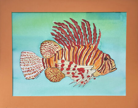 Watercolor original - 9" x 12" matted to 11" x 14" - "Lion Fish"