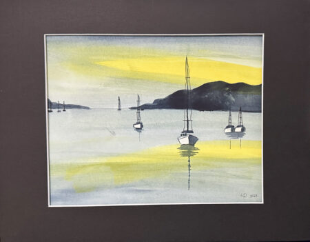 Watercolor original - 8" x 12" matted to 11" x 14" - "Night Sky"