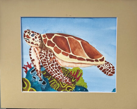 Watercolor original - 8" x 12" matted to 11" x 14" - "Turtle Time"