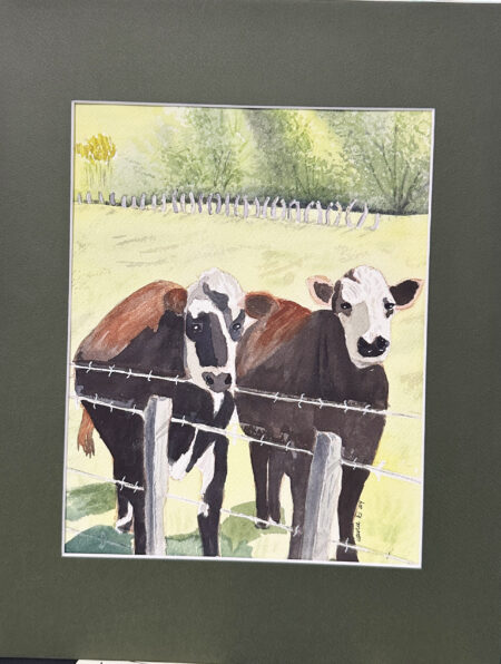 Watercolor original - 8" x 12" matted to 11" x 14" - "Two Cows"